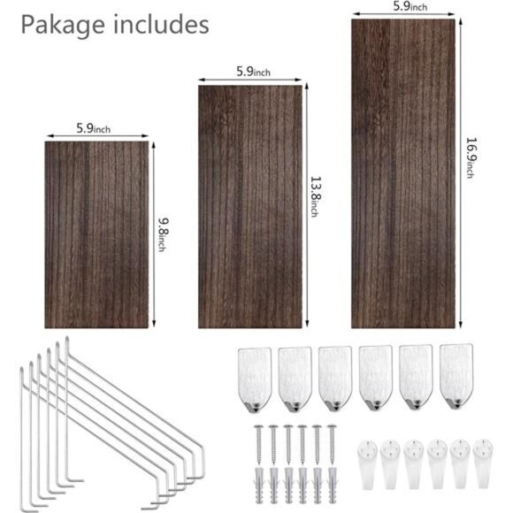 Floating Shelves Set of 3 Rustic Solid Wood Floating Shelf Wall Storage - Picture 3 of 8